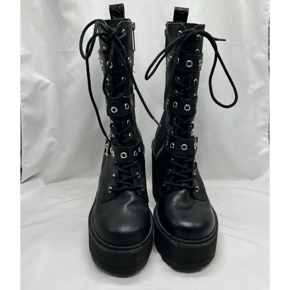 Killstar Vendetta platform boots Size 10 goth punk witchy buckle chunky heel - Picture 2 of 12